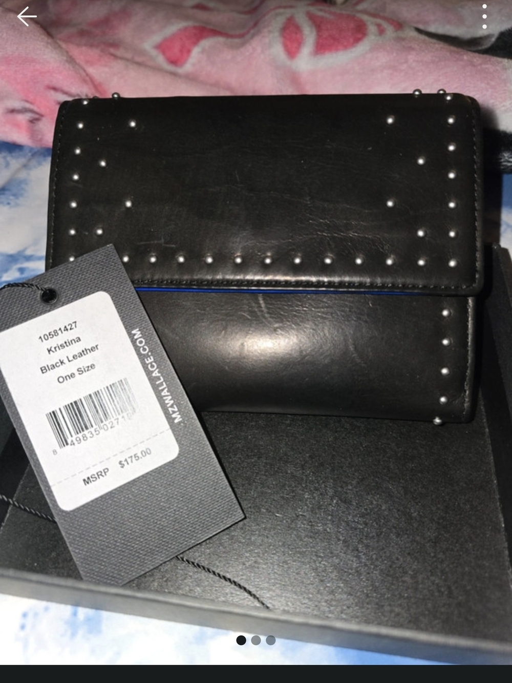 Mz Wallace Black Leather Studded Wallet